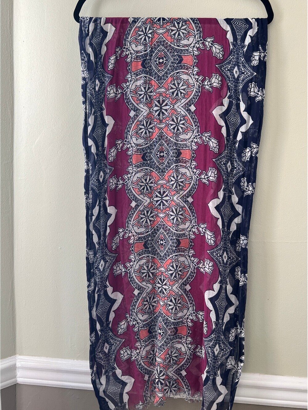 Banana Republic Lightweight Bohemian Patterned Scarf with Fringed Edges